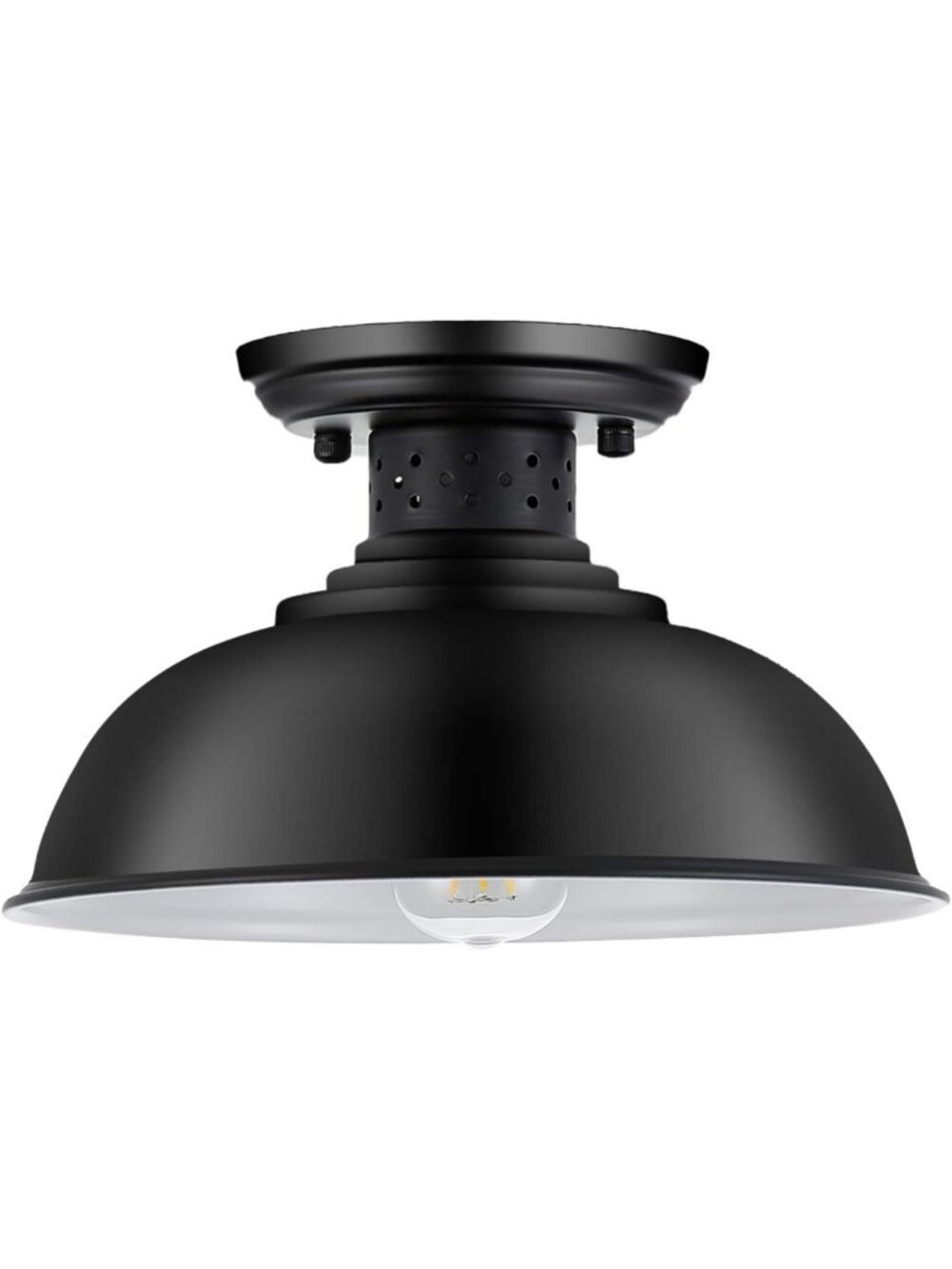 Stylish Semi Flush Mount Ceiling Light - Farmhouse Black Metal Cage Fixture